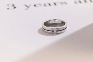 0.04 TCW Round Cut Satin & Polish Dubble Band Moissanite Diamond Wedding Band