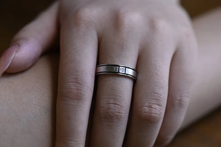 0.10 TCW Princess Cut Unique Satin Finished Moissanite Diamond Wedding Band