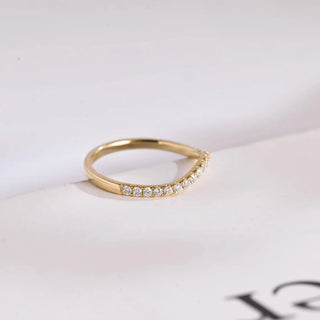 0.25 TCW Round Curved Half Eternity Moissanite Diamond Wedding Band