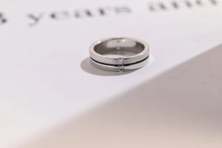 0.04 TCW Round Cut Satin & Polish Dubble Band Moissanite Diamond Wedding Band
