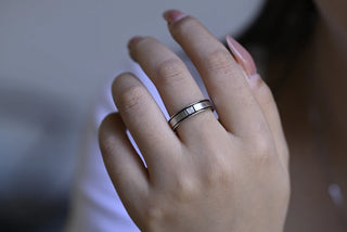 0.10 TCW Princess Cut Unique Satin Finished Moissanite Diamond Wedding Band