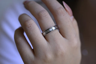 0.10 TCW Princess Cut Unique Satin Finished Moissanite Diamond Wedding Band