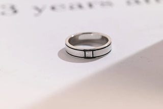 0.10 TCW Princess Cut Unique Satin Finished Moissanite Diamond Wedding Band