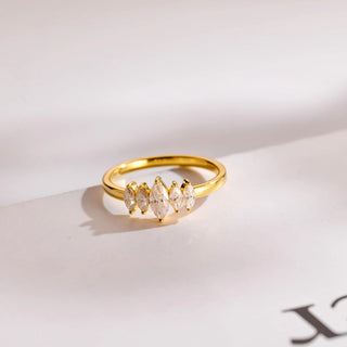 0.60 TCW Marquise Cut Five Stone Moissanite Diamond Wedding Band