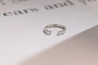 0.20 TCW Baguette Cut Open Cuff Moissanite Diamond Wedding Band