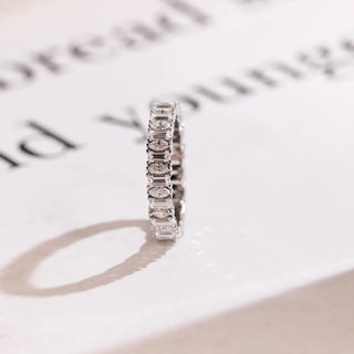2.0TCW Marquise & Baguette Full Eternity Moissanite Diamond Wedding Band