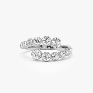 0.35 TCW Round Cut Cross Over Open Bezel Set Moissanite Diamond Wedding Band
