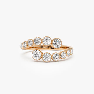 0.35 TCW Round Cut Cross Over Open Bezel Set Moissanite Diamond Wedding Band
