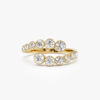 0.35 TCW Round Cut Cross Over Open Bezel Set Moissanite Diamond Wedding Band