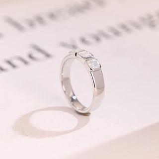 1.20TCW Asscher Bezel Three Stone Moissanite Diamond Wedding Band