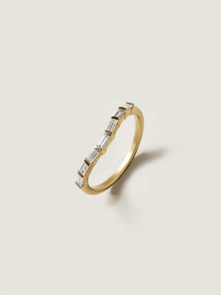 0.42 TCW Baguette Cut Curved Moissanite Diamond Wedding Band