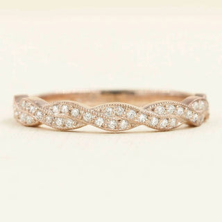 0.21 TCW Round Cut Twisted Moissanite Diamond Wedding Band