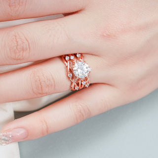 0.06 TCW Round Twig Nature Inspired Moissanite Diamond Wedding Band
