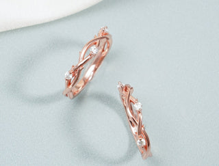 0.06 TCW Round Twig Nature Inspired Moissanite Diamond Wedding Band
