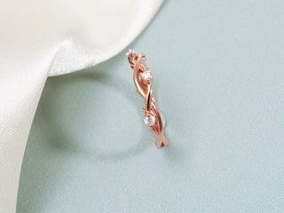 0.06 TCW Round Twig Nature Inspired Moissanite Diamond Wedding Band