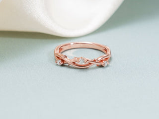 0.06 TCW Round Twig Nature Inspired Moissanite Diamond Wedding Band