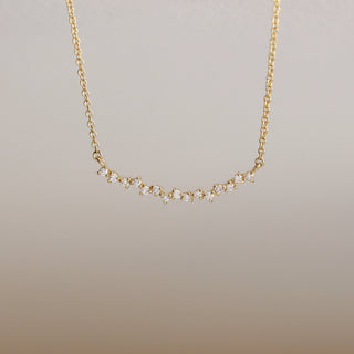 Round Cut Diamond Curved Cluster Necklace for Women