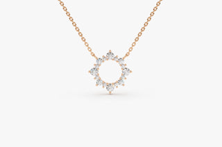 Round Cut Diamond Sun Necklace for Women