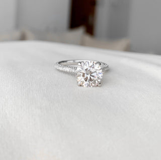 2.50CT Round Hidden Halo Moissanite Diamond Engagement Ring