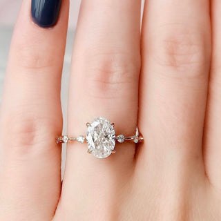 2.0CT Oval Cut Petite Pave  Moissanite Diamond Engagement Ring