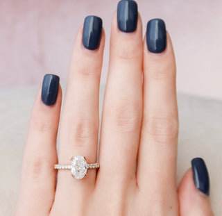 2.0 CT Oval Cut Halo Sparkling Moissanite Engagement Ring top view