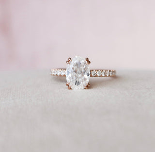 2.0 CT Oval Cut Halo Sparkling Moissanite Engagement Ring side view