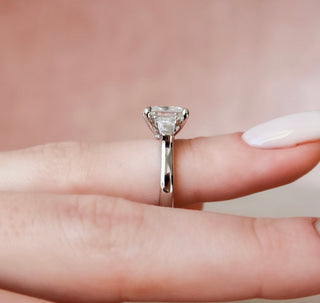 3.0CT Princess Moissanite Three Stone Diamond Engagement Ring