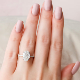 3.50CT Oval Cut  Hidden Halo Moissanite Diamond Engagement Ring