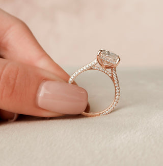 5.50CT Radiant Cut Hidden Halo Three Side Pave Diamond Moissanite Engagement Ring
