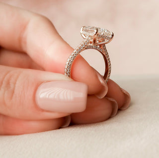 5.50CT Radiant Cut Hidden Halo Three Side Pave Diamond Moissanite Engagement Ring