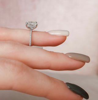 Gorgeous 2.50ct cushion hidden halo moissanite ring top view