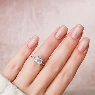2.0CT Cushion Cut Hidden Halo Solitaire Moissanite Diamond Engagement Ring