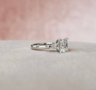 3.0CT Princess Moissanite Three Stone Diamond Engagement Ring