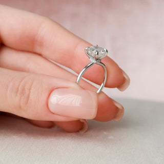 2.0CT Cushion Cut Hidden Halo Solitaire Moissanite Diamond Engagement Ring