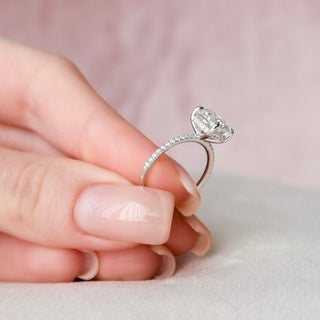 Stunning 2.0ct cushion hidden halo moissanite ring close up of the setting image 2