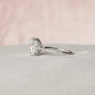 6.0CT Elongated Cushion Moissanite Hidden Halo Diamond Engagement Ring