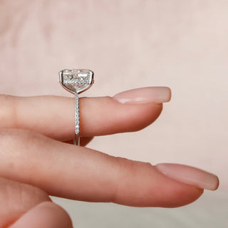 6.0CT Elongated Cushion Moissanite Hidden Halo Diamond Engagement Ring