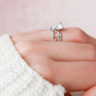 2.0CT Round Cut Twig Nature Inspired Moissanite Bridal Engagement Ring Set
