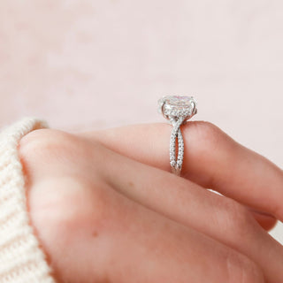 3.0 Ct Oval Cut Hidden Halo Split Shank Diamond Moissanite Engagement Ring
