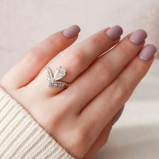 1.50CT Pear Chevron Vintage Diamond Moissanite Engagement Ring