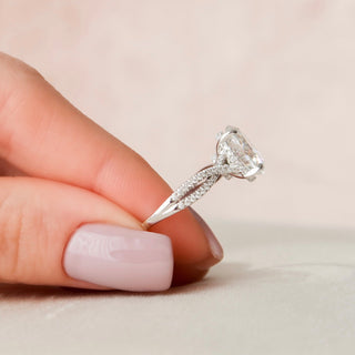 3.0 Ct Oval Cut Hidden Halo Split Shank Diamond Moissanite Engagement Ring