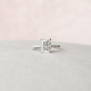 2.0CT Radiant Hidden Halo Pave Moissanite Diamond Engagement Ring