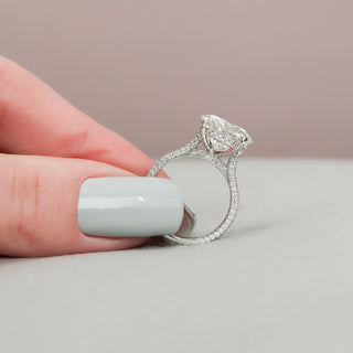 5.0CT Round Brilliant Hidden Halo Micro Pave Diamond Moissanite Engagement Ring