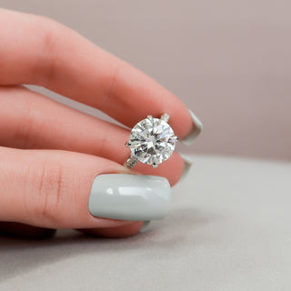 5.0CT Round Brilliant Hidden Halo Micro Pave Diamond Moissanite Engagement Ring