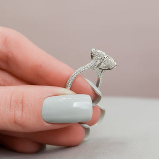 5.0CT Round Brilliant Hidden Halo Micro Pave Diamond Moissanite Engagement Ring