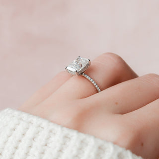 3.50CT Radiant Cut Hidden Halo Pave Diamond Moissanite Engagement Ring