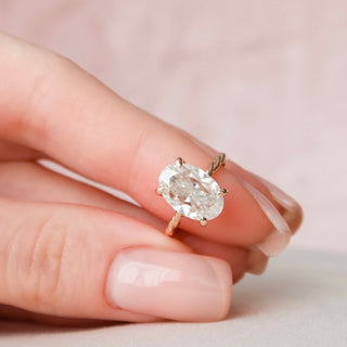 3.50CT Oval Hidden Halo Twisted Moissanite Diamond Engagement Ring