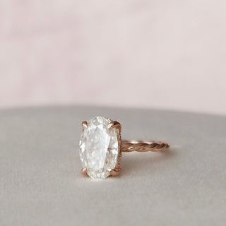 3.50CT Oval Hidden Halo Twisted Moissanite Diamond Engagement Ring