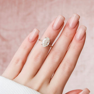 3.50CT Oval Hidden Halo Twisted Moissanite Diamond Engagement Ring