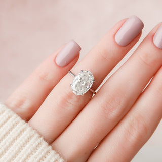 5.0CT Oval Hidden Halo Moissanite Diamond Engagement Ring